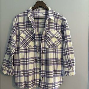 Zara Kids Purple and White Plaid Shacket